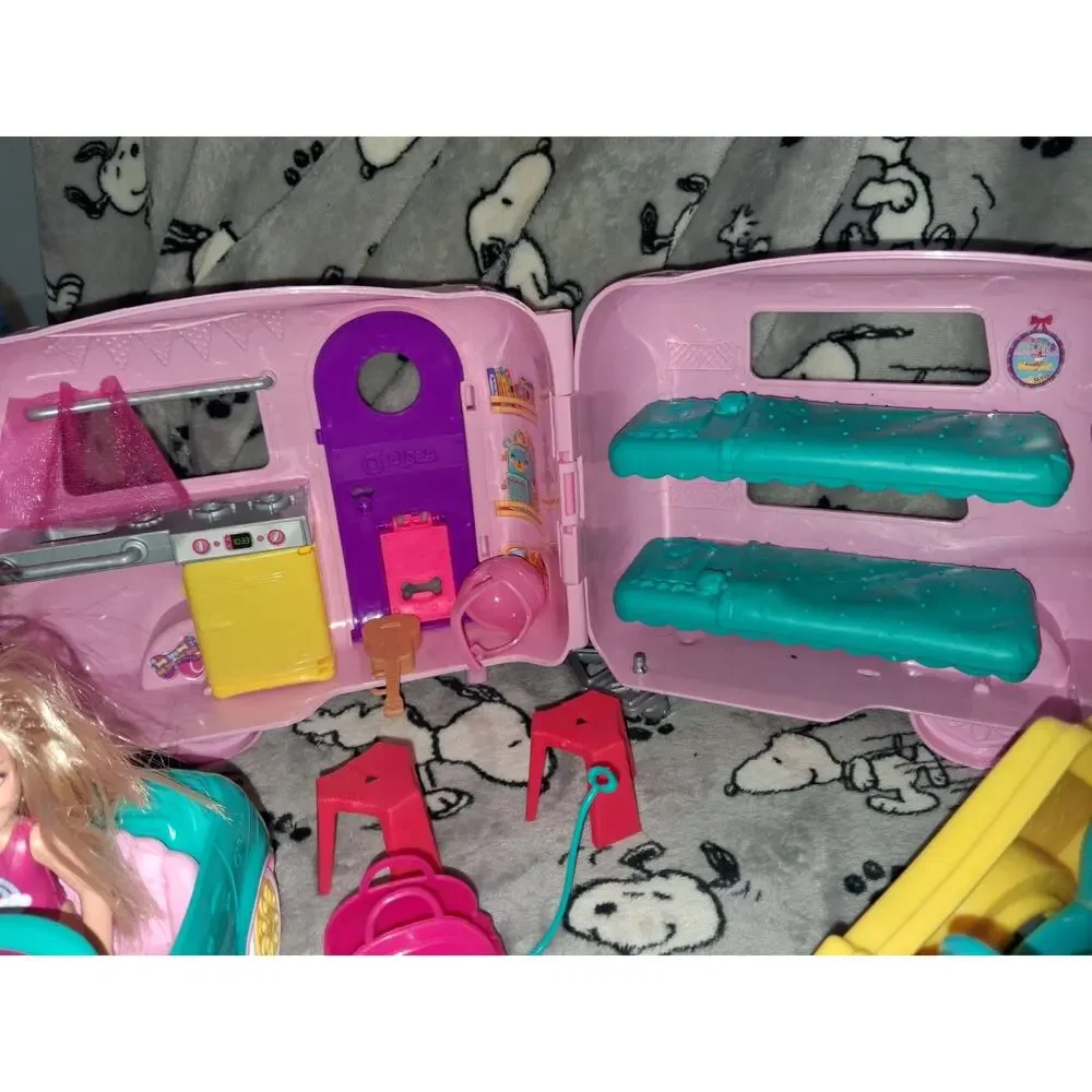Barbie Pink Chelsea Camper Set With Doll, Racecar, And Accessories